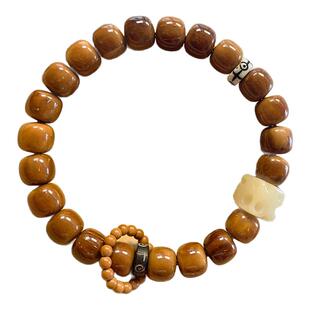 双A天然库克老型手串女文玩奶酪橄榄核跑环佛珠绕指柔盘玩手链