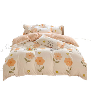 南通家纺全棉四件套床上用品100%纯棉被套单双人秋冬棉三件套印花