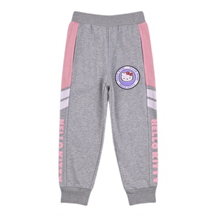 凯蒂猫童装女童加绒运动裤儿童一体绒卫裤中大童秋冬新品加厚裤子