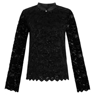 MNGATA G.宫小妍中式立领蕾丝绣片新中式秋冬休闲百搭上衣5060759