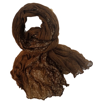 棕色碎花棉麻围巾复古温柔百搭女