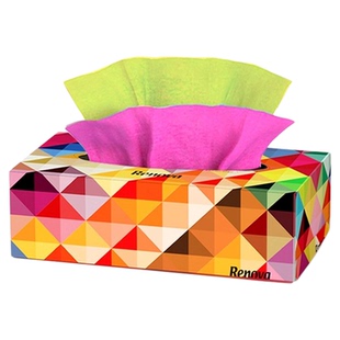Renova彩色纸巾抽纸 家庭彩色手纸面巾纸盒大尺寸多色家用餐巾纸