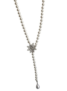 轻奢水钻雪花朵珍珠串珠项链配饰