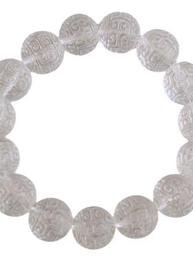 天然白水晶回纹珠花件单圈手链