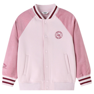 安奈儿童装男童女童外套2025秋新款宽松立领拼色学院风保暖棒球服