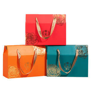 高档新年礼盒空盒子包装盒通用水果糕点土特产熟食手提送礼定制