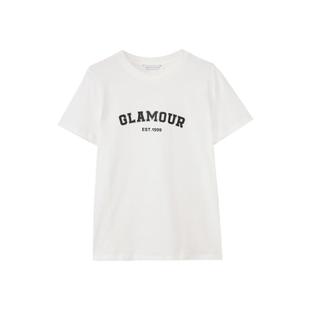 水云间正肩短袖T恤女纯棉半袖上衣字母印花简约百搭2025春季新款