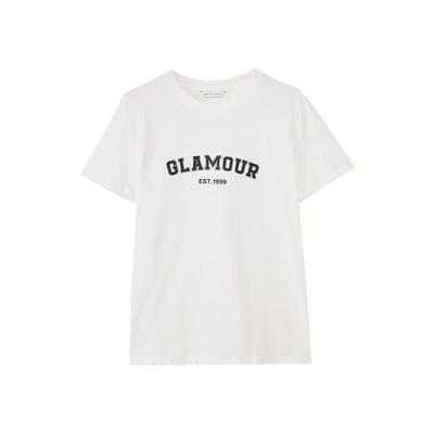 水云间正肩短袖T恤女纯棉半袖上衣字母印花简约百搭2025春季新款