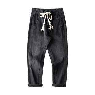 美式复古牛仔裤男宽松阔腿老爹裤春季新款高街潮牌直筒裤休闲长裤