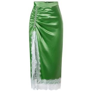 【奥莱】MAXRIENY赫本海军风波光缎面半裙修身包臀开叉裙