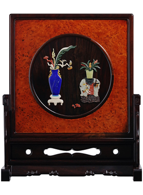 康御红大红酸枝瘤疤平安吉祥座屏