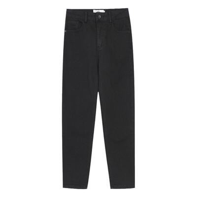 MIIWII末未24冬黑色百搭高弹磨毛牛仔女士长裤K244504