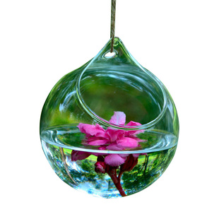 创意悬挂水培玻璃花瓶 吊挂球形透明家居婚庆幼儿园卖场装饰花器
