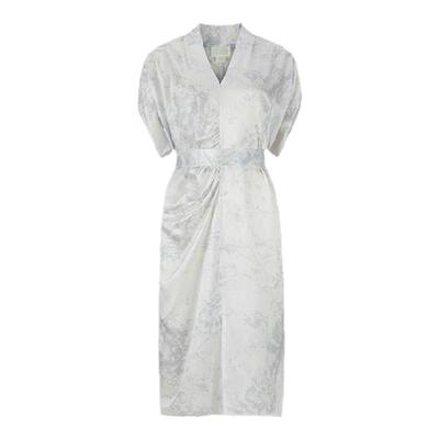 丝侬水墨山水收腰蝙蝠袖真丝睡裙