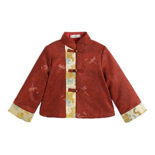 罗蒙男童红色外套冬2025新款儿童宝宝新中式拜年服唐装棉衣演出服