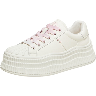 TATA他她女鞋2026春季新款厚底小白鞋休闲鞋百搭增高板鞋GNG04AM6