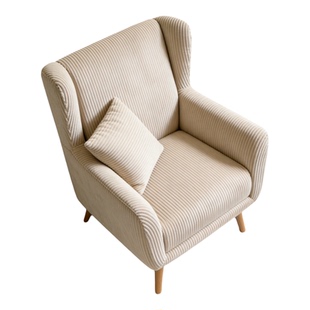 猫抓绒美式复古单人沙发椅子法式客厅阳台设计师休闲高背椅子民宿