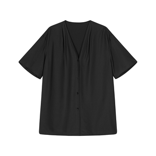 【春夏上新】JNBY/江南布衣25夏新品衬衫V领短袖宽松5P6213370