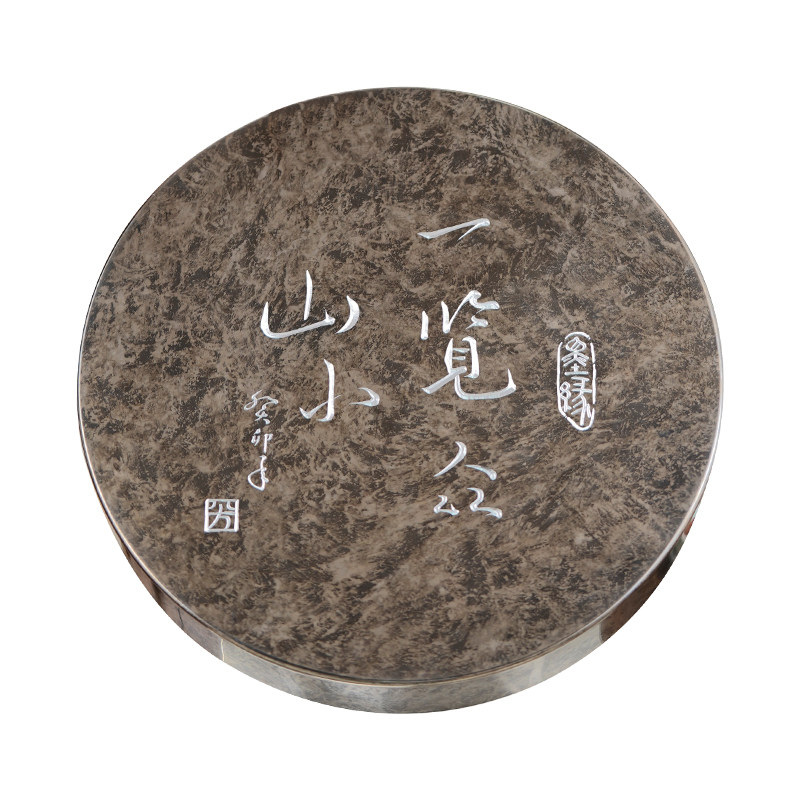 斑锡龙纯锡复古茶饼盒