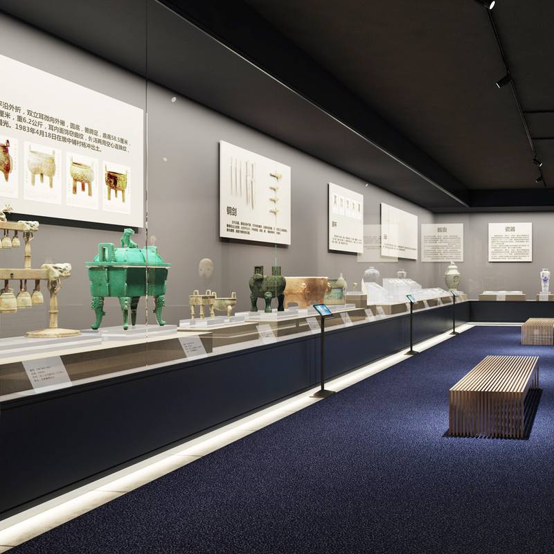 博物馆展示柜钢化玻璃展示柜古董文物艺术展厅文化馆柜台展厅展馆