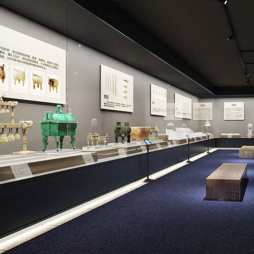 博物馆展示柜钢化玻璃展示柜古董文物艺术展厅文化馆柜台展厅展馆