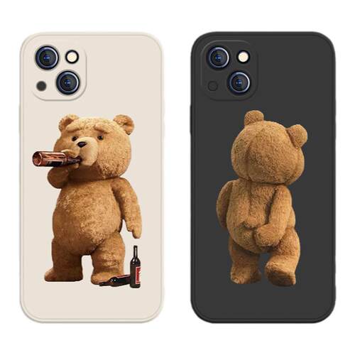 可爱小熊ins风苹果14手机壳iPhone13promax新款xsmax泰迪熊se适用11搞怪12mini情侣8plus硅胶xr套ip15女款16