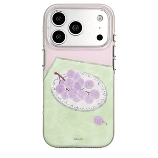 kaia 美术生莫兰迪色餐盘葡萄油画适用苹果17promax手机壳iphone16pro新款13女14pro创意15pro全包防摔手机套