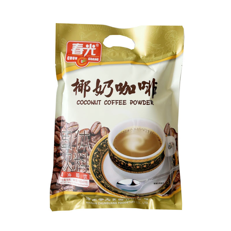 独立袋装海南春光椰奶和炭烧咖啡