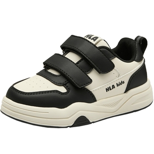 HLA/海澜之家童鞋2025新款儿童板鞋男童小白鞋黑白加绒运动鞋女童