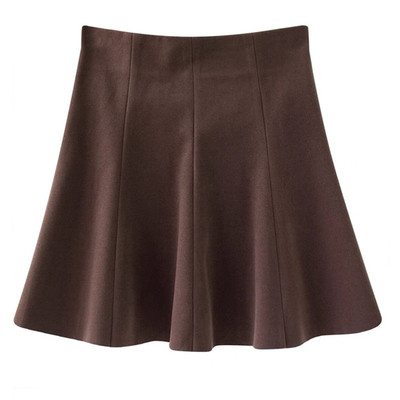 棕色毛呢半身裙百褶裙伞裙短裙