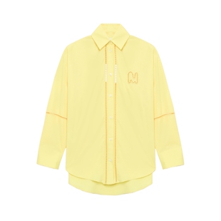 IT MSGM女装纯色翻领长袖衬衫新款时髦气质镂空刺绣上衣E10100AO