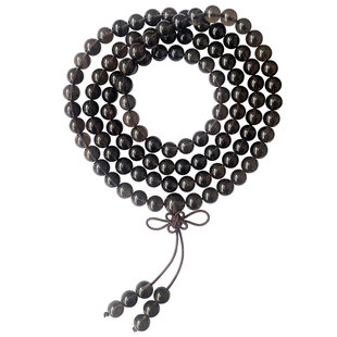 天然印尼天狼星玻璃陨石108颗佛珠手链静心念珠手持手串项链精致