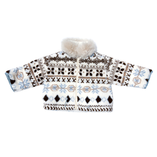 毛领可拆~女童羊羔绒加绒外套宝宝费尔岛新年上衣儿童拉链毛毛衣