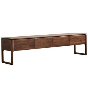 yamoo北美黑胡桃木电视柜北欧简约全实木地柜客厅家用储物视听柜