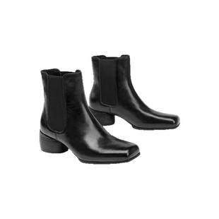 MD女鞋·依合·切尔西靴马皮方头木纹跟日系秋冬短靴MESSRSDING