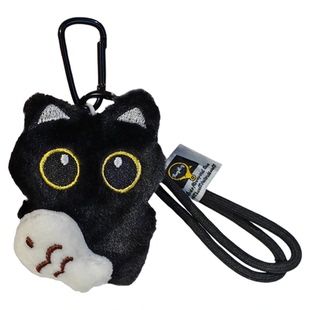 可爱呆萌抱小鱼大眼黑猫毛绒玩偶情侣包挂件创意钥匙扣手机挂链