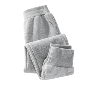 拉夏贝尔女童运动裤女孩灰色校服裤男童加厚薄绒卫裤儿童加绒裤子