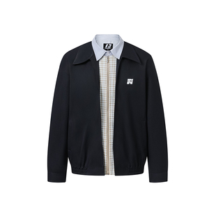 FORNINES设计感微短款拼接假两件夹克男款潮牌春季小众翻领外套女