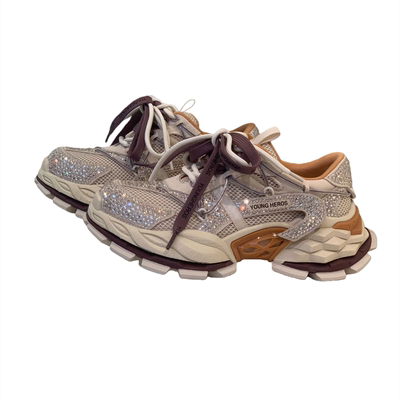 春季水钻厚底增高女款老爹鞋