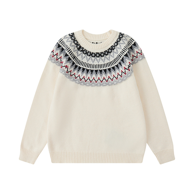 Dream made 费尔岛提花毛衣男款秋冬季情侣老钱风男生内搭针织衫