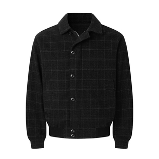 SlowFade 威尔士亲王格雾霭羊毛翻领短款夹克外套cleanfit