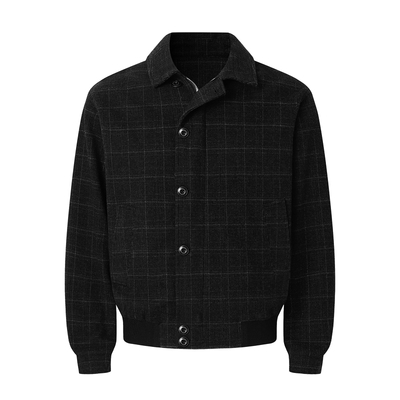 SlowFade 威尔士亲王格雾霭羊毛翻领短款夹克外套cleanfit