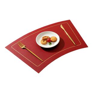 扇形皮革餐垫高级感家用防水防油轻奢防烫耐热隔热垫子餐桌餐盘垫