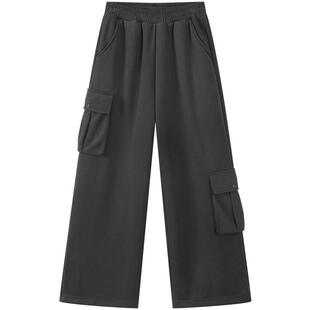 笛莎官方童装女童裤子冬季新款青少年大童女孩学生加绒阔腿工装裤