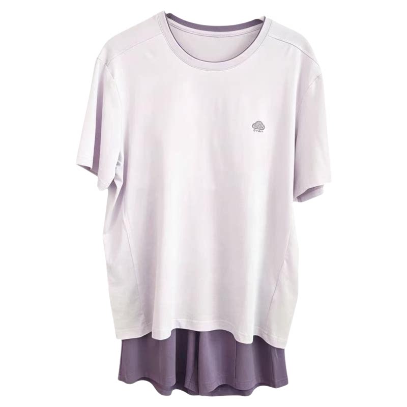 香蜜闺秀26203097情侣男女家居服简约短袖短裤女士带胸垫套头睡衣