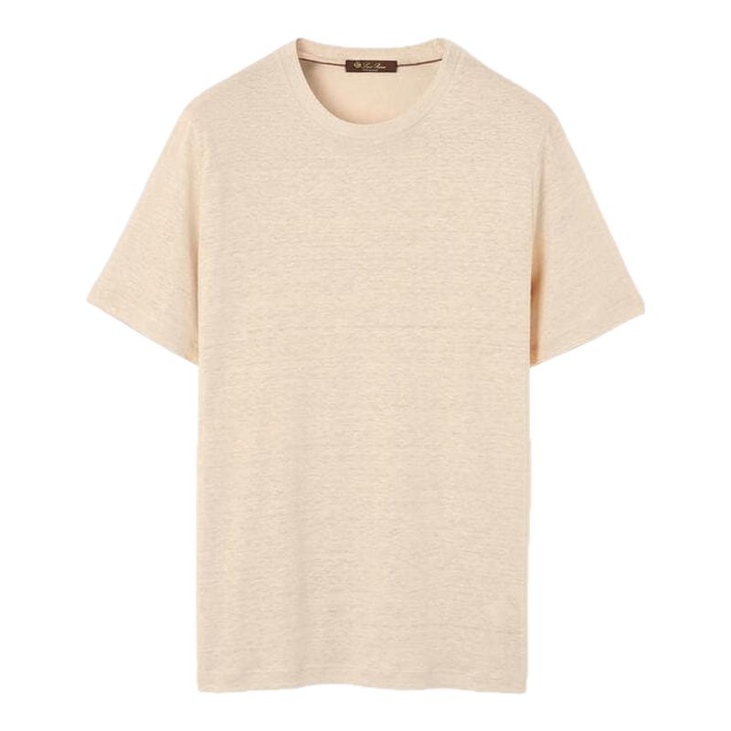 LoroPiana/诺悠翩雅男士亚麻针织短袖T恤波浪外观运动新款