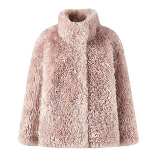 MISSCOCOON可可尼短款外套女2025冬季新款温柔风翻领粉色环保皮草