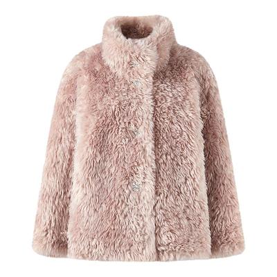 MISSCOCOON可可尼短款外套女2025冬季新款温柔风翻领粉色环保皮草