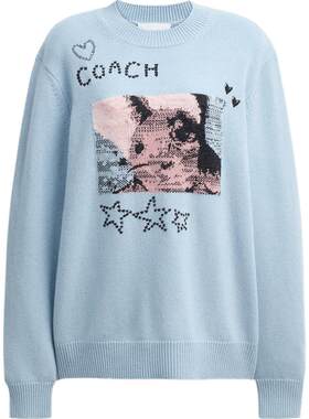 COACH/蔻驰奥莱女士小兔图案嵌花圆领毛衣针织衫
