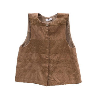 远家植物染 柿子染纯棉重工绣花马甲HL5562